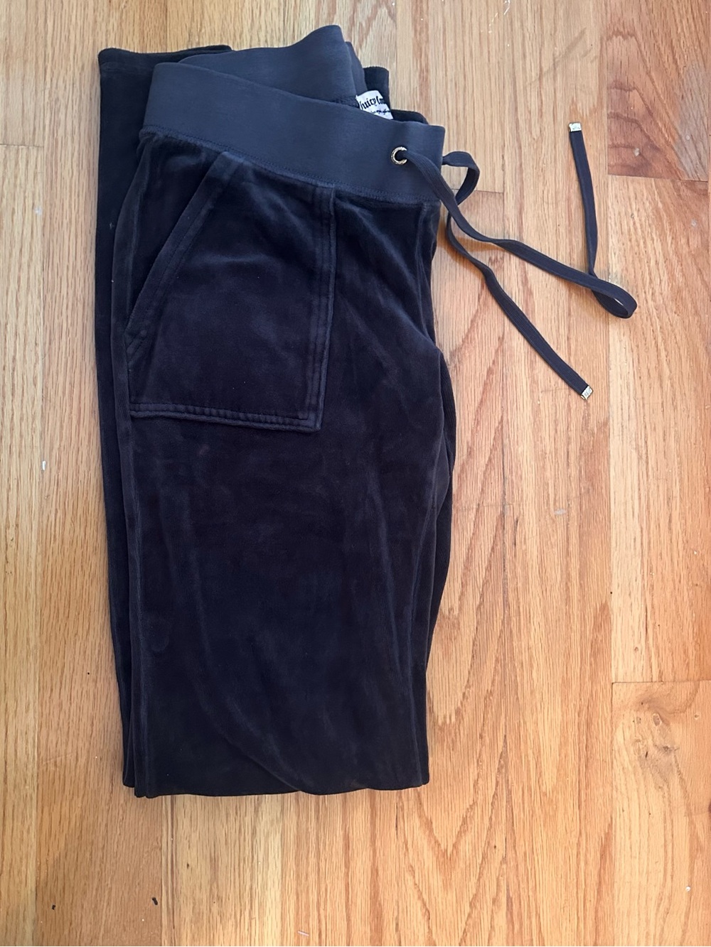 Juicy Couture Black Velour Drawstring Track Pants